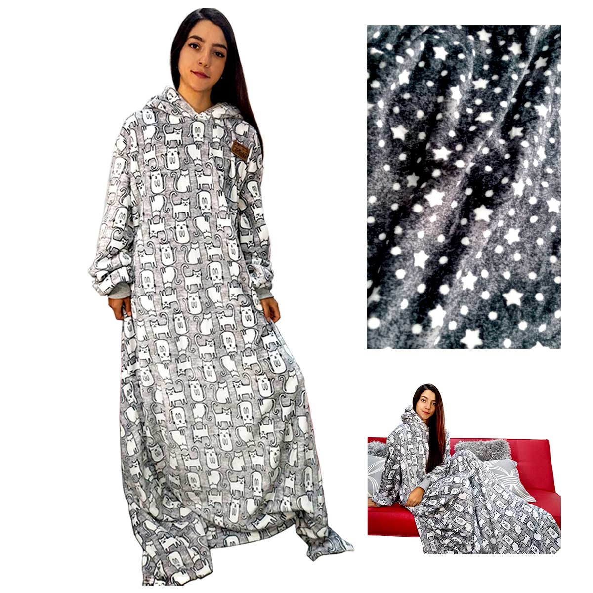 Cobijas con mangas estampadas